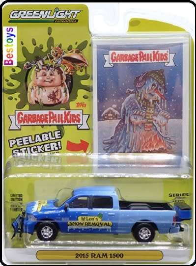 Greenlight Diecast Model Car Garbage Pail Kids Dodge RAM 1500 Pickup 2015 Snow Removal Ig Lou 1/64 s