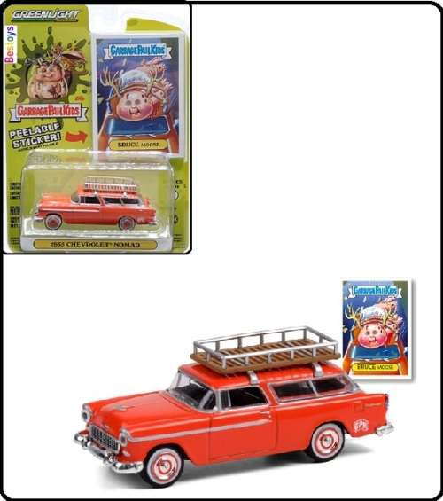 Greenlight Diecast Model Car Garbage Pail Kids Chevy Chevrolet Nomad 1955 Bruce Moose 1/64 scale new
