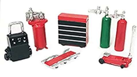 American Diorama Model Accessory Set Garage Workshop Creeper Trolley Jack Compressor Charger 1/64 sc