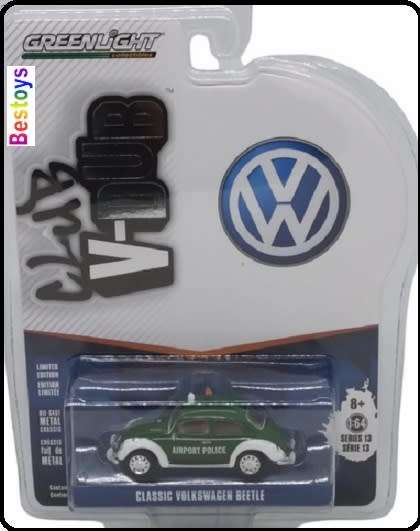 Greenlight Diecast Model Car VDub Series VW Volkswagen Beetle Copenhagen Airport Police 1/64 scale
