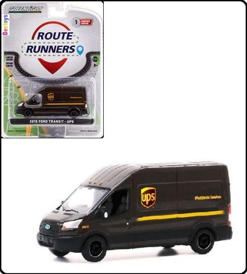 Greenlight Diecast Model Car Route Runners Ford Transit Panelvan 2019 "UPS" 1/64 scale new in pack