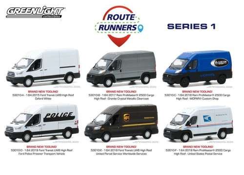 Greenlight Diecast Model Car Route Runners Ford Transit Panelvan 2019 "UPS" 1/64 scale new in pack