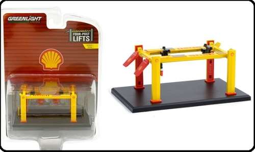 Greenlight Diecast Model Accessory Diorama Garage Workshop Four Post Lift "Shell" 1/64 scale new