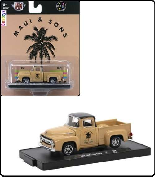Castline M2 Diecast Model Car Auto Drivers Ford F 100 F100 Pickup 1956 "Maui & Sons" 1/64 scale new