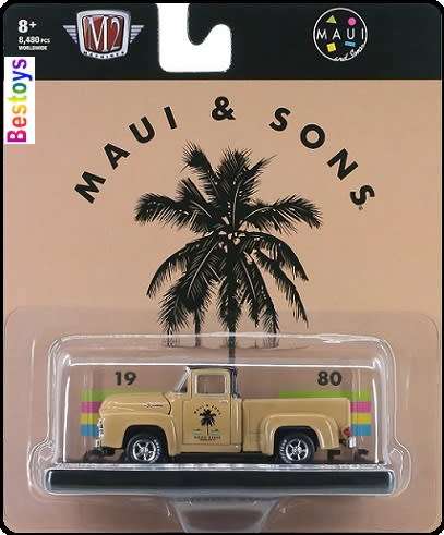 Castline M2 Diecast Model Car Auto Drivers Ford F 100 F100 Pickup 1956 "Maui & Sons" 1/64 scale new