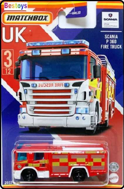 Matchbox Diecast Model Car UK Series Scania P 360 P360 Fire Engine Truck new in pack