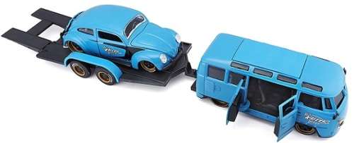 Maisto Diecast Model Car 32752 Design Transport VW Volkswagen Kombi Bus + Beetle + Trailer 1/24 scal
