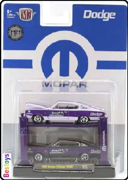 Castline M2 Diecast Model Car Auto Lift 2 pk Dodge Charger Hemi 1966 + lift 1/64 scale new in pack