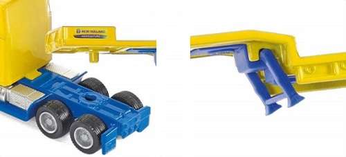 SIKU Diecast Model 1805 Peterbilt Truck and lowbed trailer with 2 New Holland Tractors 1/87 HO rail