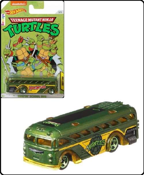 Hotwheels Hot Wheels Diecast Model Car Nickelodeon Teenage Mutant Ninja Turtles Surfin School Bus Pa