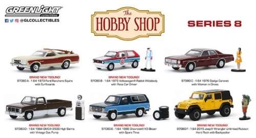 Greenlight Diecast Model Car Hobby Shop VW Volkswagen Rabbit Golf MK 1 1975 + race car driver Figure