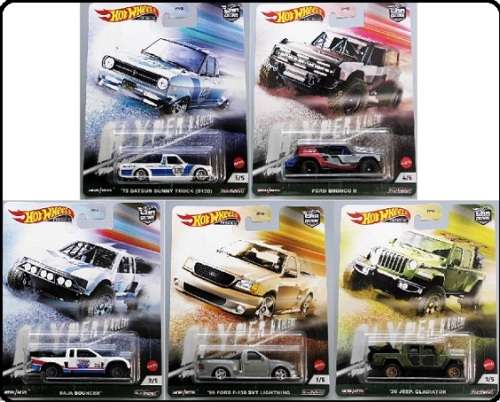 Hotwheels Hot Wheels Diecast Model Car Culture Hyper Haulers Set Ford Datsun Jeep Baja 1/64 scale