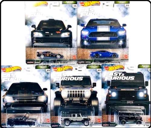 Hot Wheels Fast & Furious Furious Fleet Set Ford Mustang Land Rover Honda S2000 Jeep Gladiator Dodge