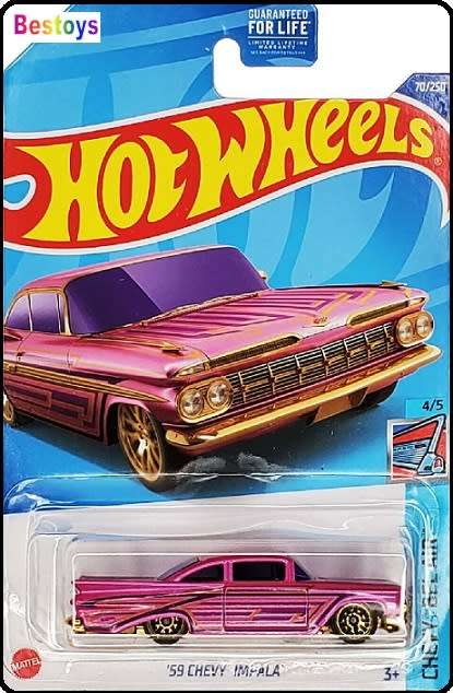 Hotwheels Hot Wheels Diecast Model Car 2022 70 / 250 Chevy Chevrolet Impala 1959 Bel Air 1/64 scale