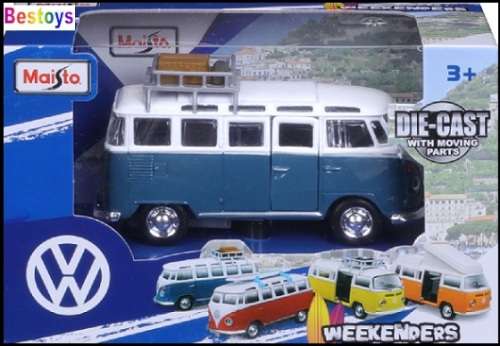 Maisto Diecast Model Car Weekenders VW Volkswagen Kombi Samba Bus T 1 T1 + roofrack 1/43 scale new