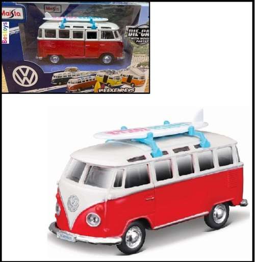 Maisto Weekenders VW Volkswagen Kombi Samba Bus T 1 T1 + surfboard 1/43 scale