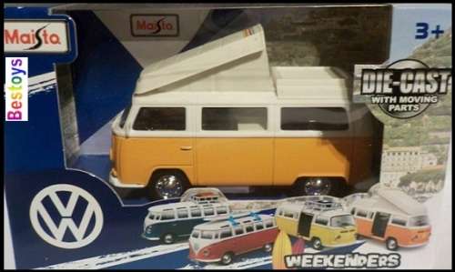 Maisto Diecast Model Car Weekenders VW Volkswagen Kombi Bus T 2 T2 Camper 1/43 scale new in pack