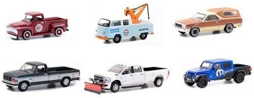 Greenlight Diecast Model Car Blue Collar VW Volkswagen Double Cab Pickup 1969 Tow Truck `Gulf` 1/64