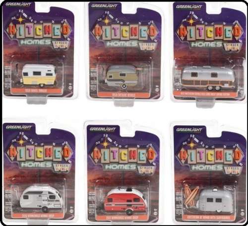 Greenlight Diecast Model Caravan Hitched Homes Caravan Airstream Double Axle Land Yacht Safari 1972