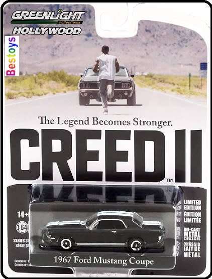 Greenlight Diecast Model Car Hollywood Ford Mustang Coupe 1967 Creed 2 Movie Film TV 1/64 scale new
