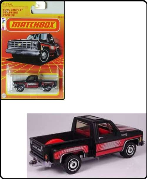 Matchbox Diecast Model Car Retro Chevy Chevrolet Stepside Pickup 1975 1/64 scale new in pack