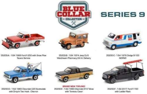 Greenlight Diecast Model Car Blue Collar Chevy Chevrolet C 20 C20 Scottsdale 1983 Tow Truck 1/64 sca