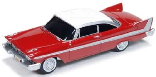 Auto World Diecast Model Car Silver Screen Plymouth Fury 1958 Black windows Movie Film TV 1/64 scale