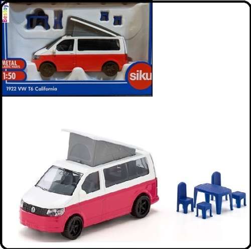 SIKU Diecast Model 1922 VW Volkswagen Kombi T 6 T6 California camper + accessories 1/50 scale new