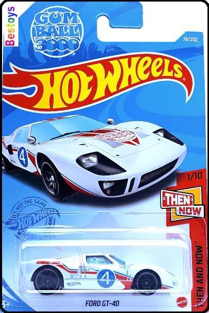 Hotwheels Hot Wheels Diecast Model Car 2021 78 / 250 Ford GT 40 GT40 No 4 `Gum Ball 3000` Then & Now