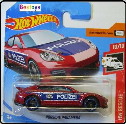 Hotwheels Hot Wheels Diecast Model Car 2019 100 / 250 Porsche Panamera Police `Polizei` Rescue 1/64