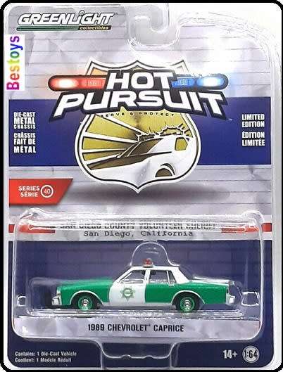 Greenlight Diecast Model Car Hot Pursuit Police Chevy Chevrolet Caprice 1989 San Diego County Sherif