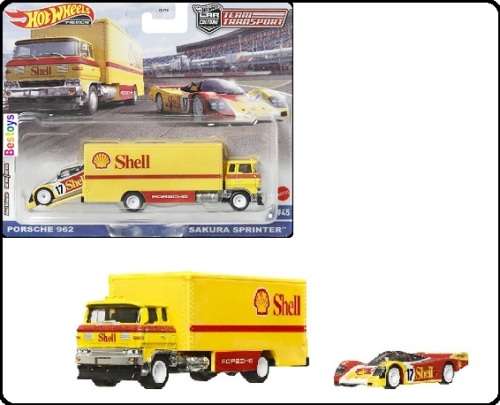 Hotwheels Hot Wheels Diecast Model Car Culture Team Transport Porsche 962 + Sakura Sprinter `Shell`