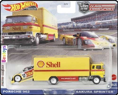 Hotwheels Hot Wheels Diecast Model Car Culture Team Transport Porsche 962 + Sakura Sprinter `Shell`