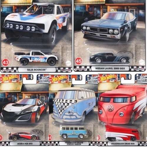 Hotwheels Hot Wheels Diecast Model Car Boulevard Set VW Kombi Drag Bus Nissan Acura NSX Baja Bouncer