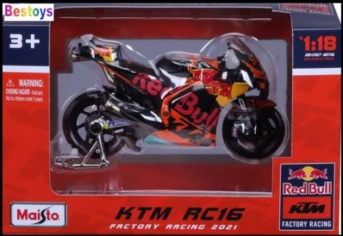 Maisto Diecast Model Motorcycle Bike Moto GP 2021 KTM RC 16 RC16 Factory Racing No 33 Binder `Red Bu