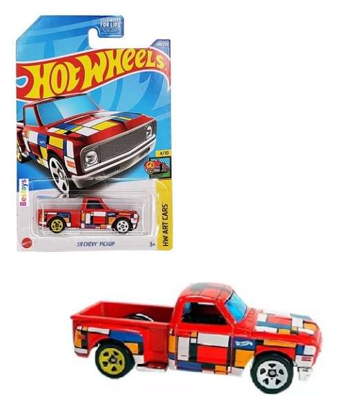 Hotwheels Hot Wheels Diecast Model Car 2022 108/250 Chevy Chevrolet Pickup 1969 Art Car "T"