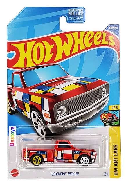 Hotwheels Hot Wheels Diecast Model Car 2022 108/250 Chevy Chevrolet Pickup 1969 Art Car "T"