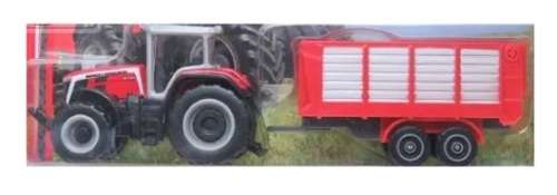 Maisto Mini Work Machines Diecast Model Tractor Massey Ferguson 8S 265 + Trailer Farm +- 1/64 scale