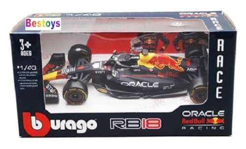 Burago Diecast Model Car 38061 Formula 1 F1  Red Bull RB18 No 1 Verstappen 2022 GP 1/43 scale new