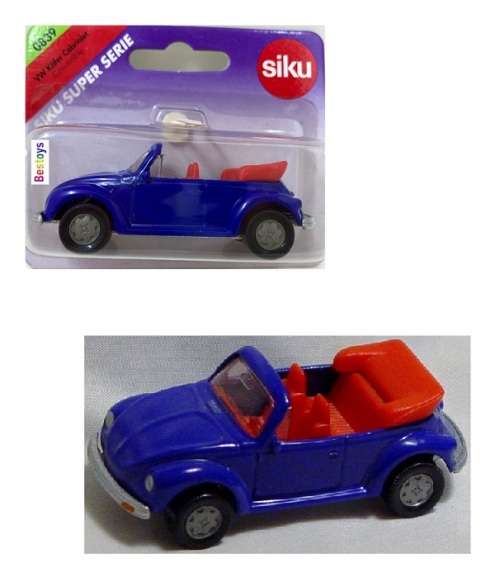 SIKU Diecast Model Car 0839 VW Volkswagen Beetle 1303 Convertible + roadsign accessory 1/55 scale