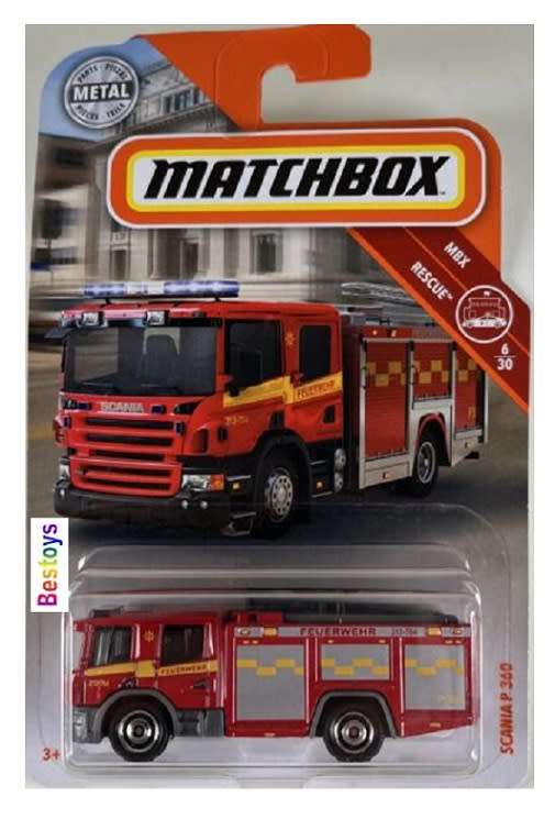 Matchbox Diecast Model Car 2019 56/125 Scania P 360 P360 Fire Engine Truck `Feurwehr` Rescue new