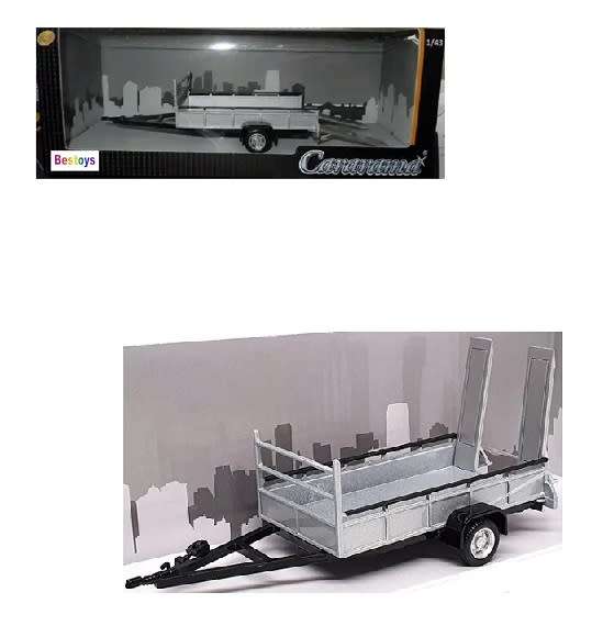 Cararama Hongwell Diecast Model Trailer single axle with ramps 1/43 scale