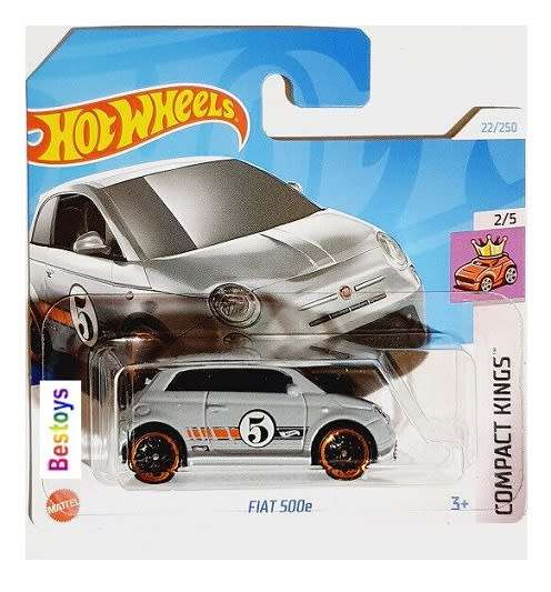 Hotwheels Hot Wheels Diecast Model Car 2024 22/250 Fiat 500 E 500e No 5 Compact Kings 1/64 scale