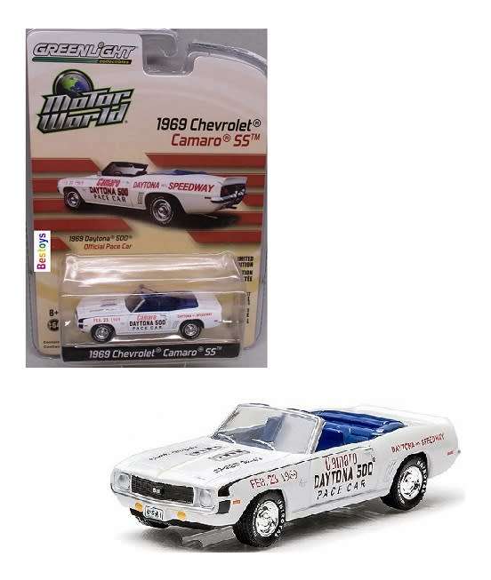 Greenlight Diecast Model Car Motor World Chevy Chevrolet Camaro SS 1969 Daytona 500 Speedway Pace Ca