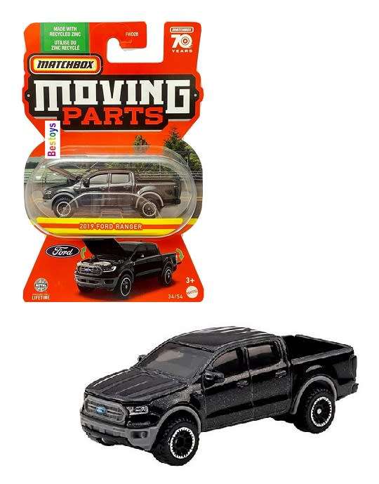 Matchbox Diecast Model Car Moving Parts Ford Ranger Pickup 2019 70th Anniversary 1/64 scale