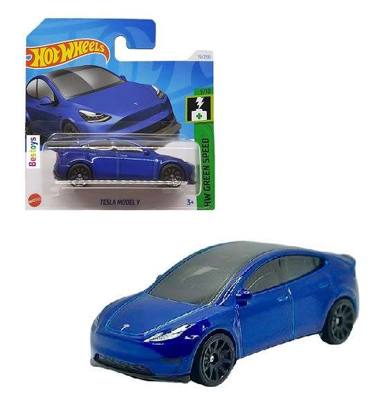 Hotwheels Hot Wheels Diecast Model Car 2024 15/250 Tesla Model Y Green Speed 1/64 scale