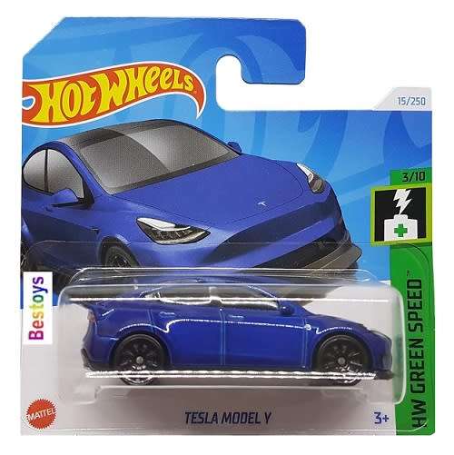 Hotwheels Hot Wheels Diecast Model Car 2024 15/250 Tesla Model Y Green Speed 1/64 scale