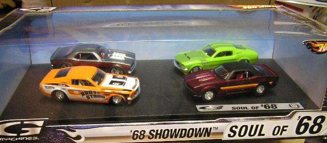 Hotwheels Car G Machines 4 pce set Soul Of 68 68 Showdown Mustang , Chevy +- 1/50 scale , new in box