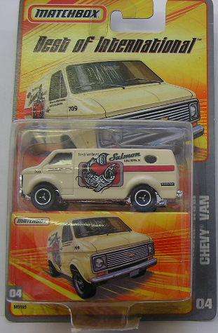 Matchbox Car Best of International No 4 , Chevrolet Chevy Van "Salmon" , 2008 on card , new in pack
