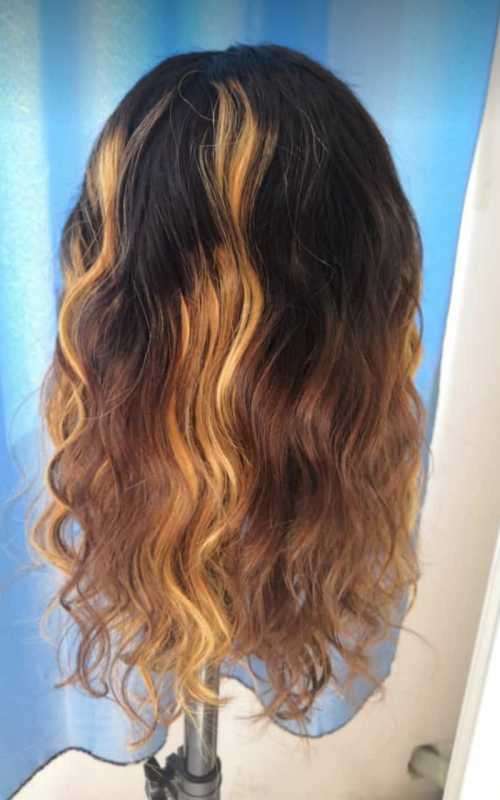 Peruvian & Brazilian virgin OMBRE lace frontal Wigs / 9A/wavy&straight/300g